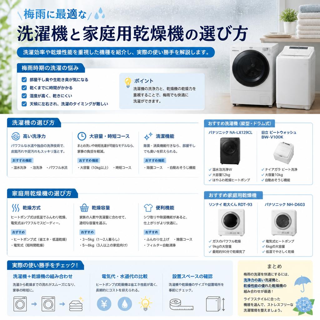 選ぶべき洗濯機と家庭用乾燥機
